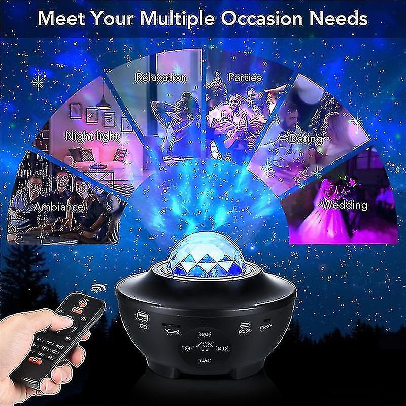 Led Galaxy Starry Night Light Projector Ocean Star Sky Party Speaker Lamp Remote