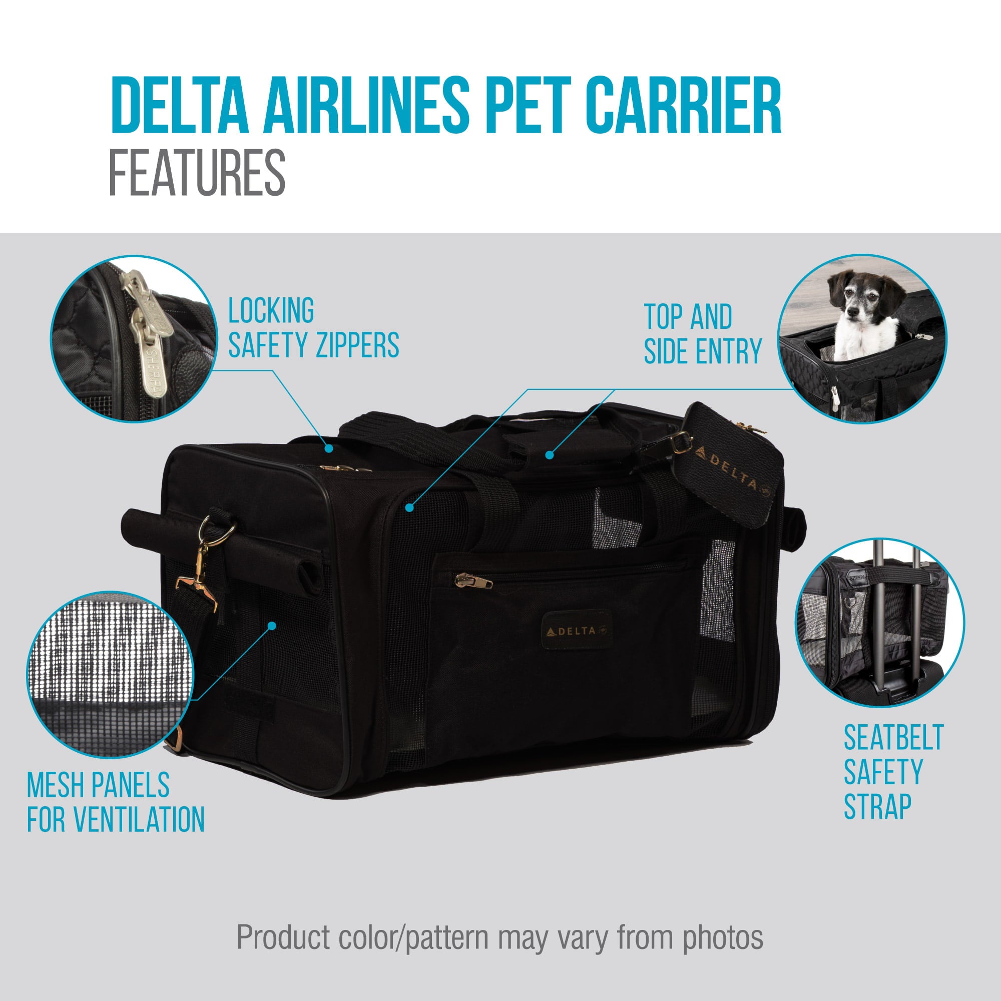 Sherpa Delta Air lines Pet Carrier Black， Medium， Airline Approved