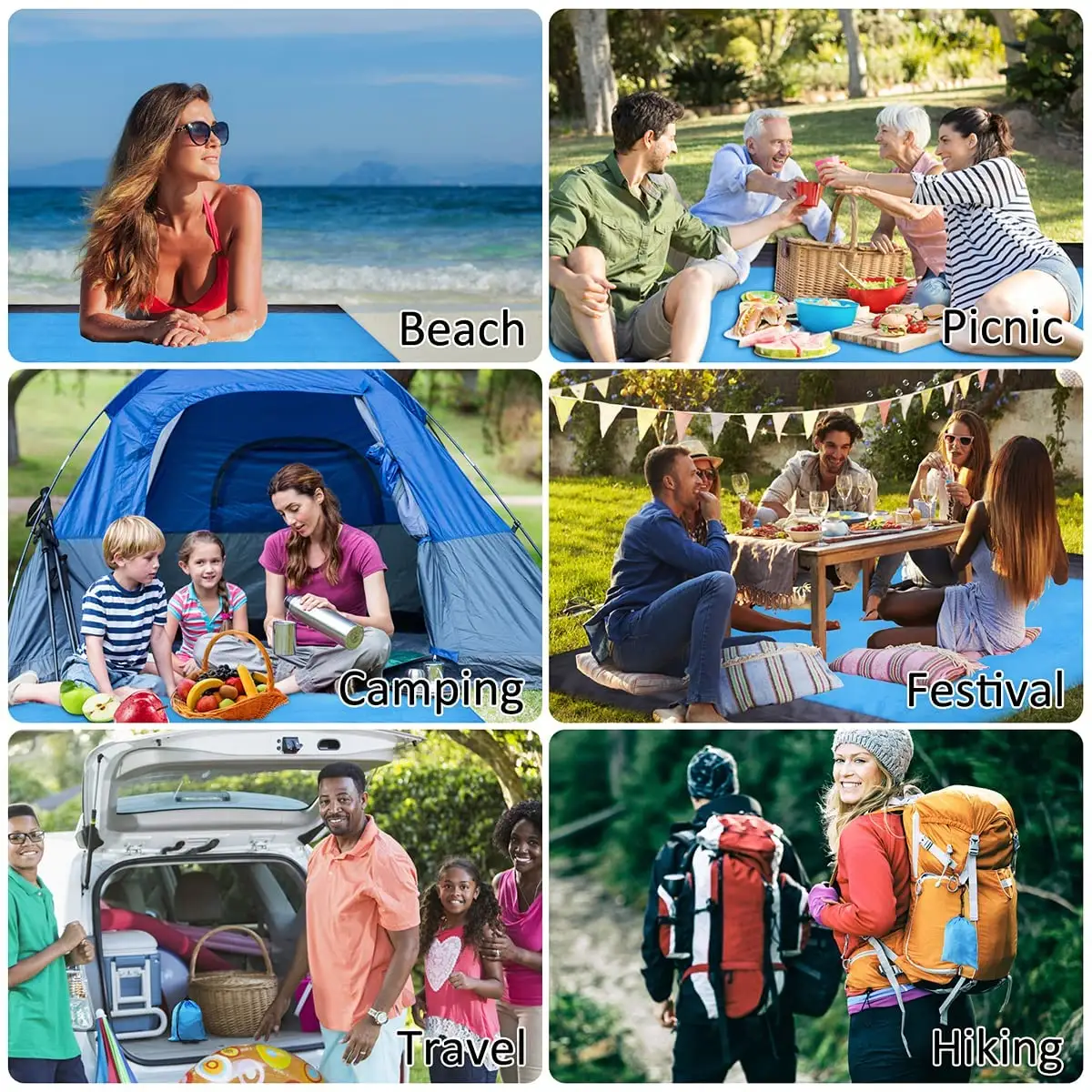 Oversized Portable outdoor Sand proof Beach Mat  picnic Beach Blanket for Travel  Camping  Hiking