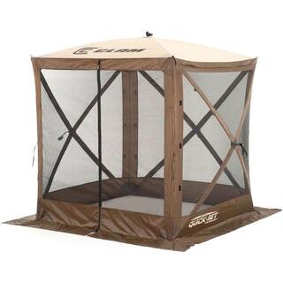 Clam Traveler Screen Shelter 4-Side in BrownTan RoofBlack Mesh with Wind Panel CLAM-TV-9881