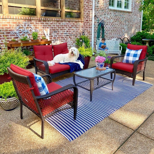 4pc Outdoor Conversation Set With Loveseat Chairs amp Coffee Table Captiva Designs