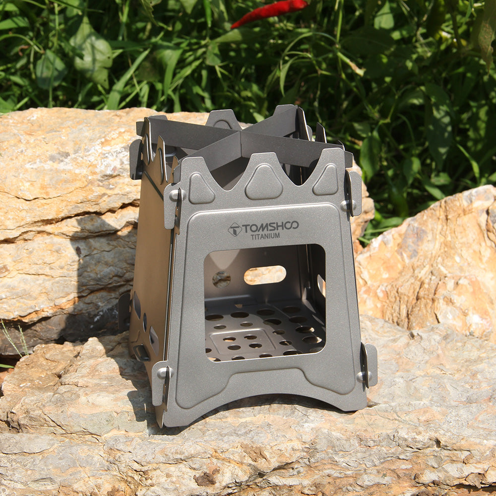 Tomfoto Camping Wood  Portable Folding Lightweight Titanium Wood Burning Backpacking  for Outdoor Survival Cooking Picnic