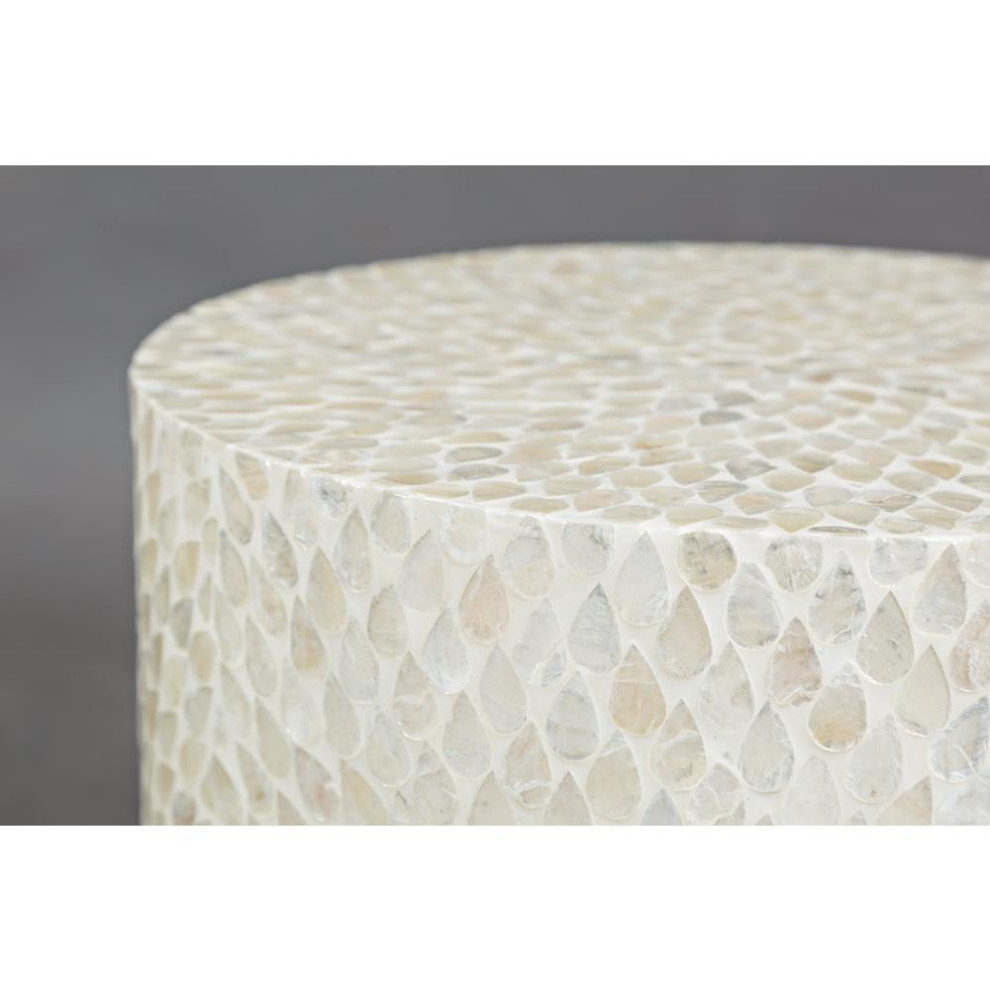 Global Archive Round Capiz Accent Table  Natural   Beach Style   Side Tables And End Tables   by HedgeApple  Houzz