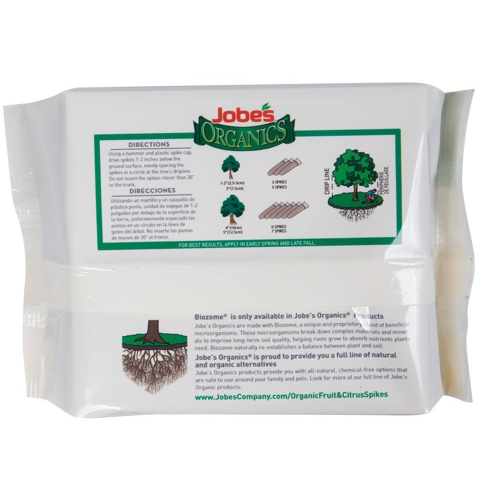 Jobe's Organics 1.76 lb. Organics Tree Shrub and Evergreen Fertilizer Spikes with Biozome OMRI Listed (8-Pack) 01210