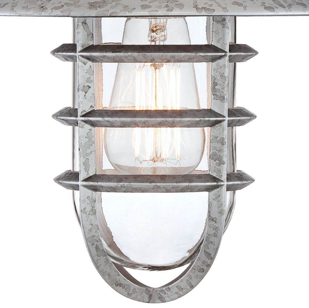 John Timberland Modern Outdoor Wall Light Fixture Galvanized Hooded 13 1/4" Caged Glass Exterior House Porch Patio