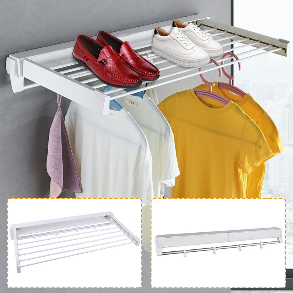 Flkoendmall Wall Mounted Foldable Clothes Drying Rack For Laundry Room Bathrooms Balcony