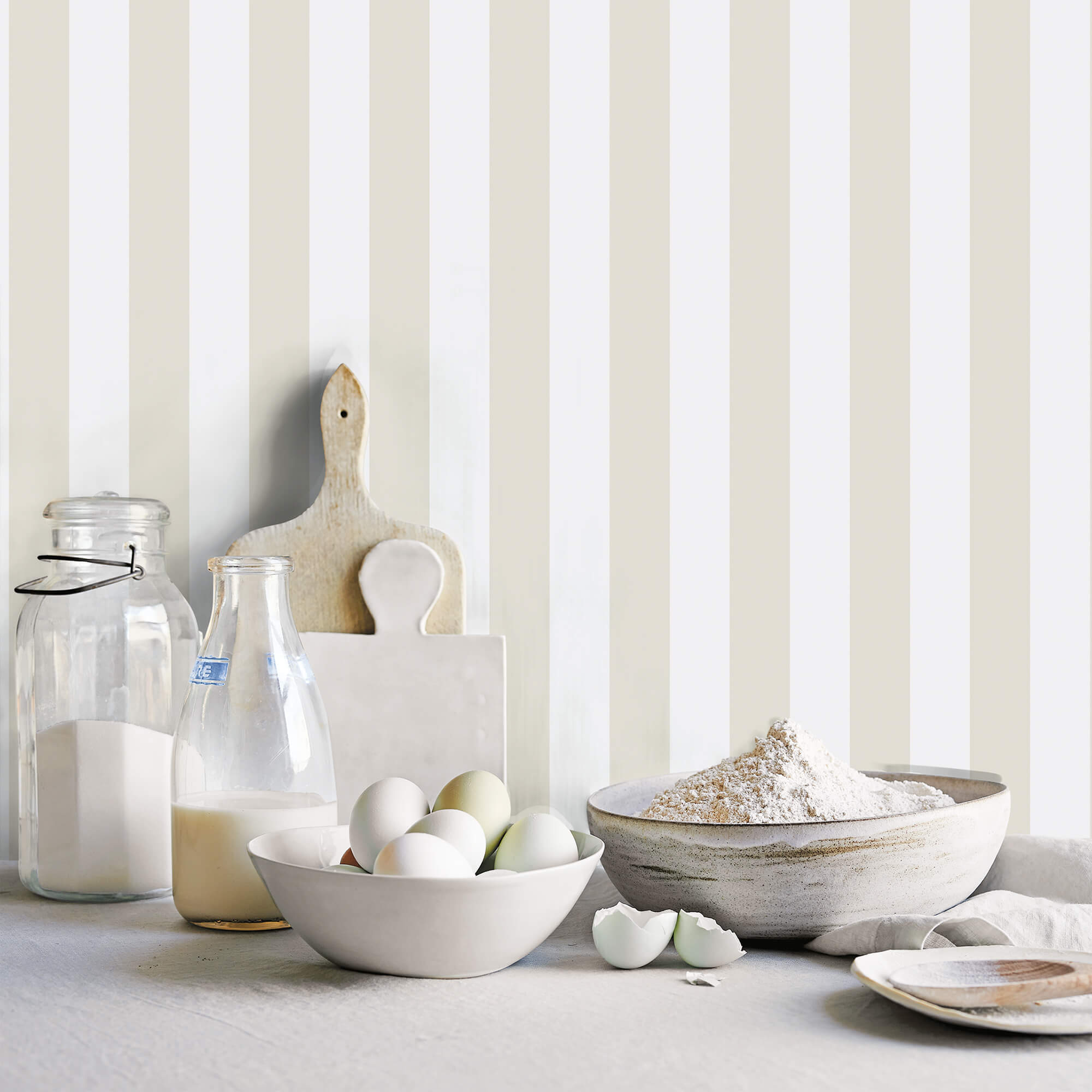 Awning Stripe Taupe Wallpaper from the Just Kitchens Collection