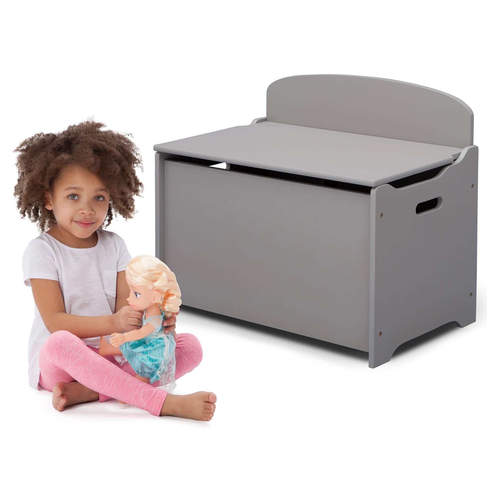 Delta Children MySize Deluxe Toy Box Kid's Room Organizer Storage Chest, Gray