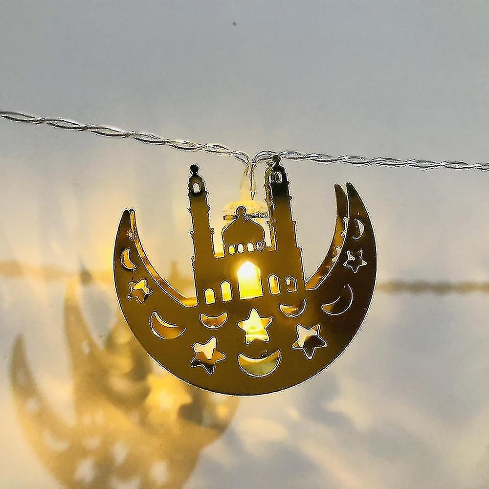 10led Moon Star Castle Led Light String Eid Mubarak Ramadan Decoration For Home Hajj Ramadan Kareem