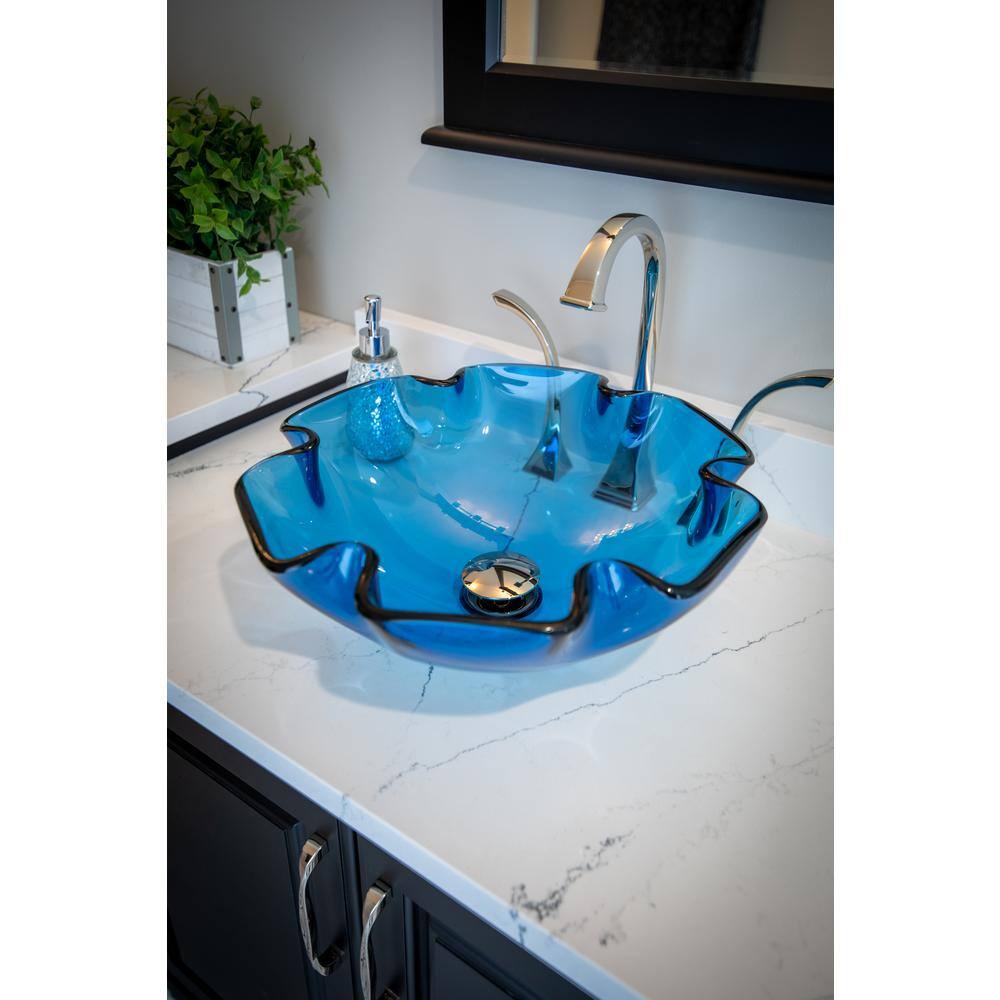 Eden Bath Wave Rim Glass Vessel Sink in Blue EB_GS50