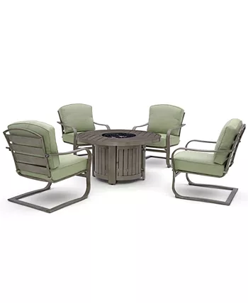 Agio CLOSEOUT! Tara 5-Pc. Round Fire Pit Chat Set (1 Fire Pit and 4 C-Spring Chairs)