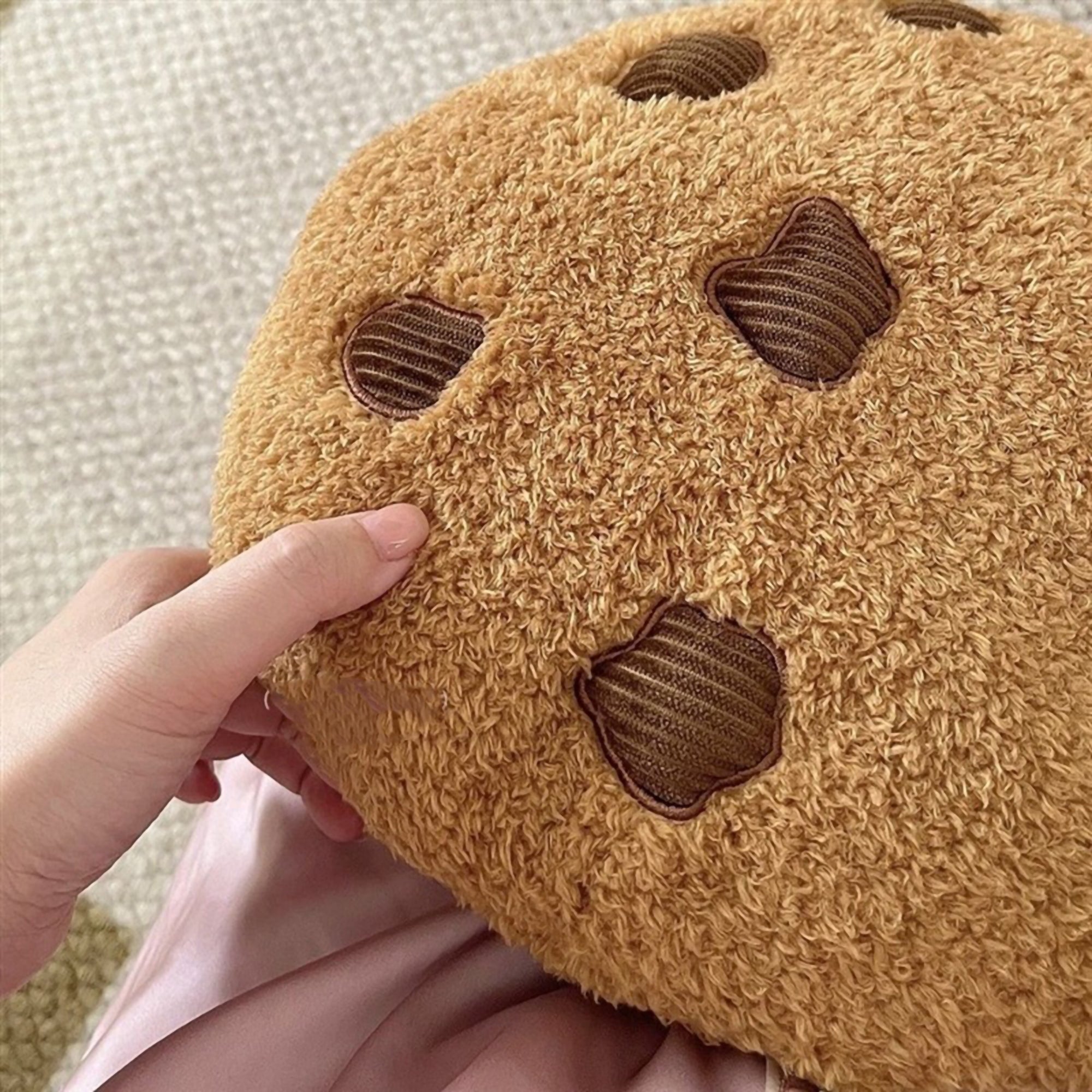 Funny Cookie Pillow Round Throw Pillow Chocolate Chip Soft Food Pillow Cute Plushie for Sofa Floor Room Decor