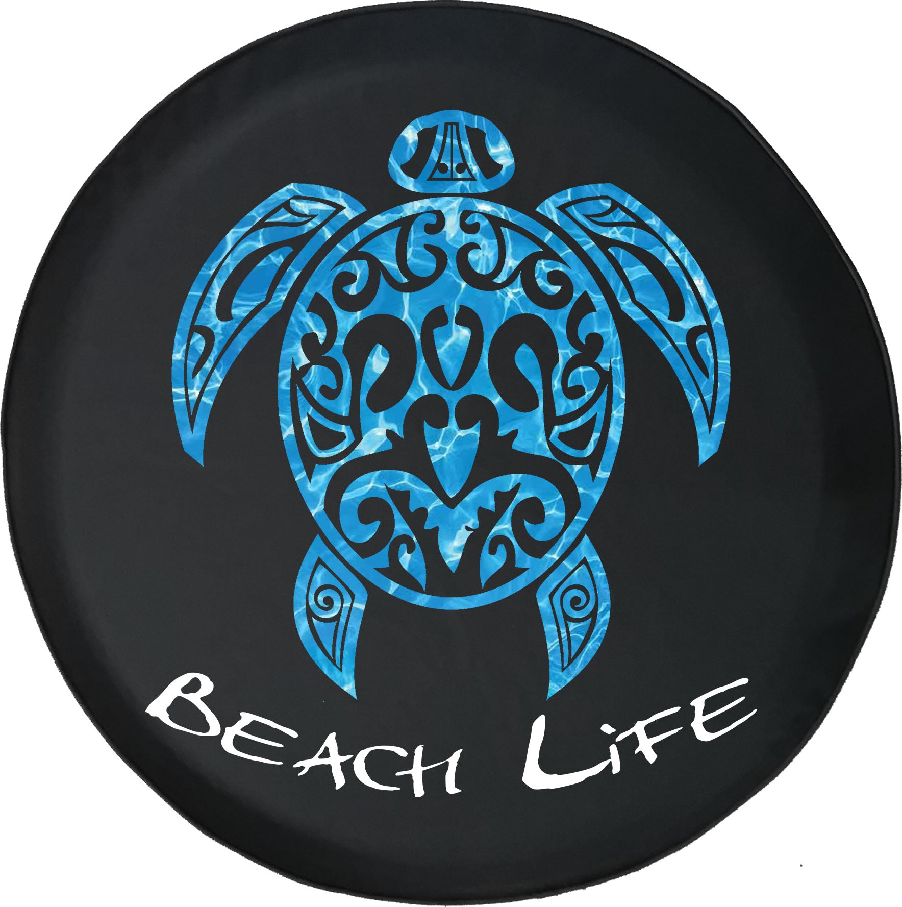 Black Tire Covers - Tire Accessories for Campers， SUVs， Trailers， Trucks， RVs and More | Beach Tropical Sea Turtle Black 28 Inch