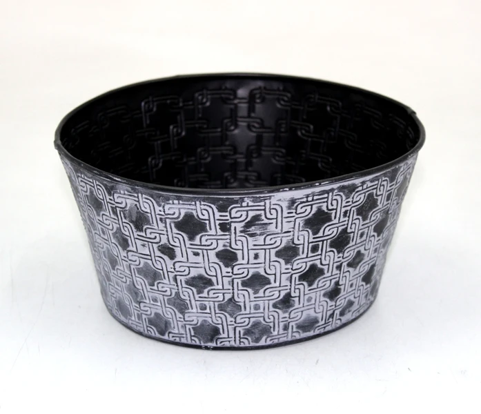 Wholesale Bulk High Quality Luxury Metal Iron Round Planter Black W/White Antique For Home Decoration Table Top