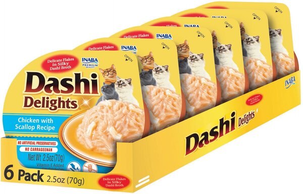 Inaba Dashi Delights Chicken with Scallop Flavored Bits in Broth Cat Food Topping