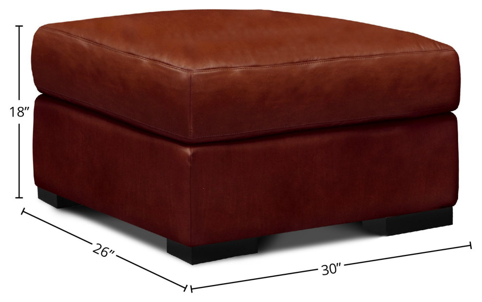 Santiago 100% Top Grain Leather Mid century Ottoman  Russet Red Brown   Contemporary   Footstools And Ottomans   by Hello Sofa Home  Houzz