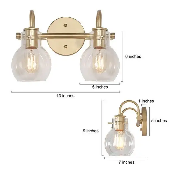 Bela Mid-century Modern Glam Gold 4-Light Bathroom Vanity Lights Globe Glass Wall Sconces Dimmable