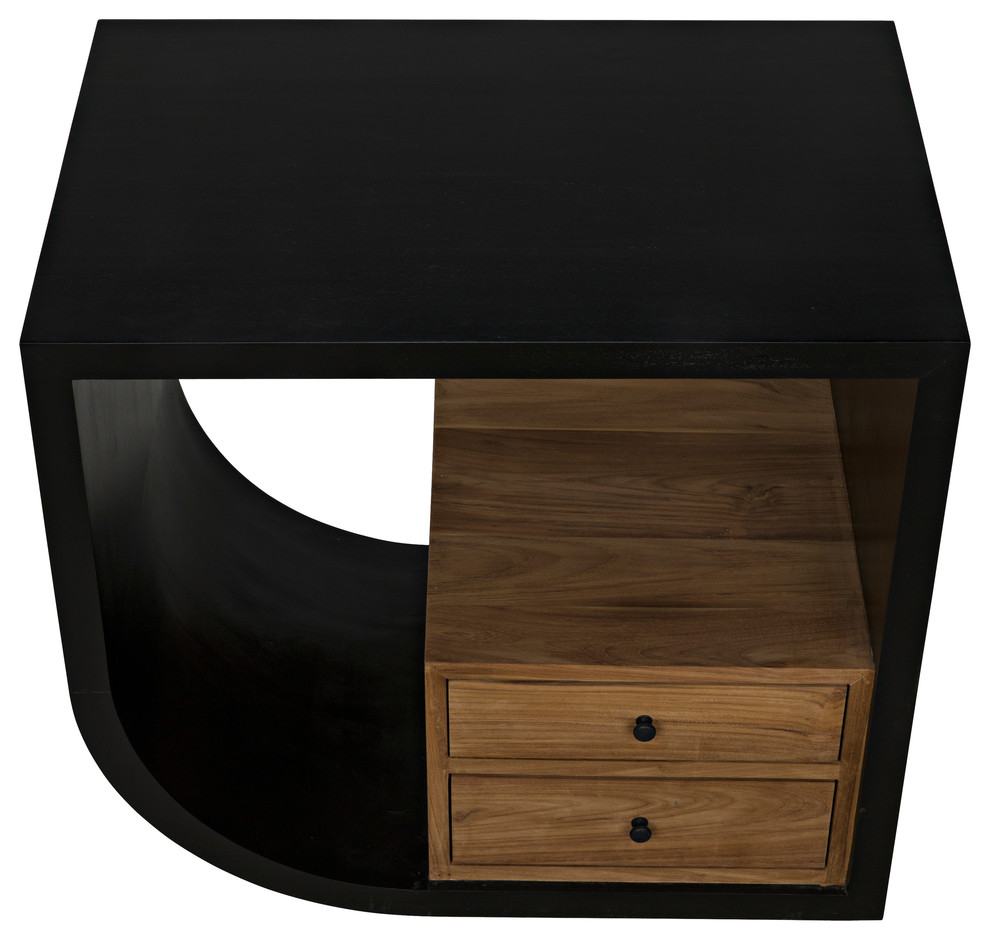 Burton Side Table  Left  Hand Rubbed Black and Teak   Transitional   Side Tables And End Tables   by HedgeApple  Houzz