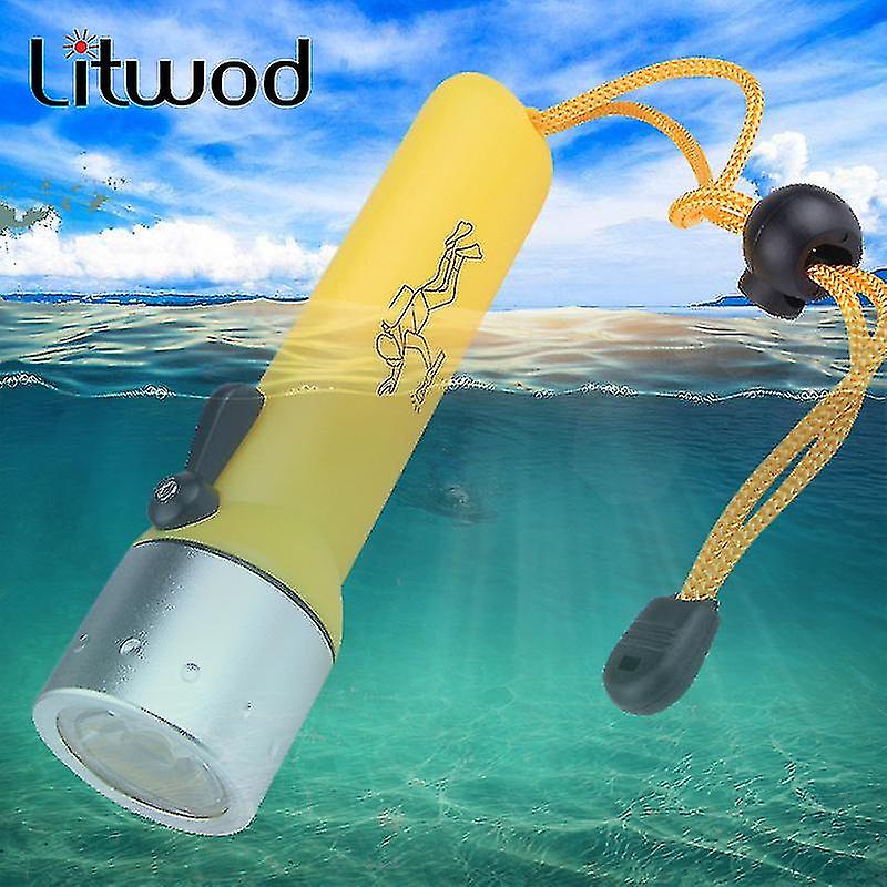 Led Flashlight Diving Torch Light Lamp Litwod Waterproof 2000lm 4* Aa Battery ( Battey Not Include ) Bulbs Shock Resistant (yellow)