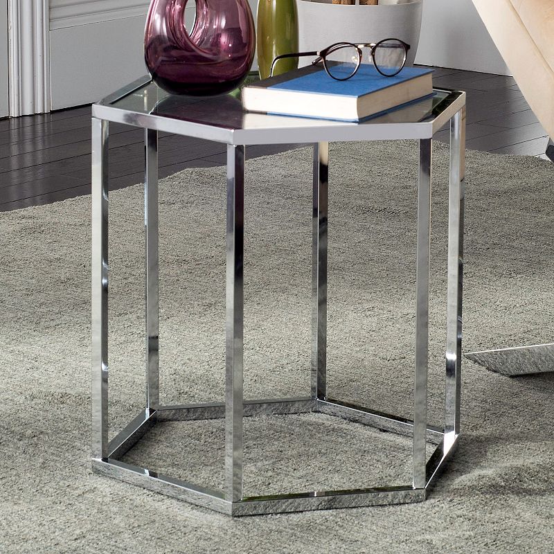 Safavieh Geometric Glass End Table