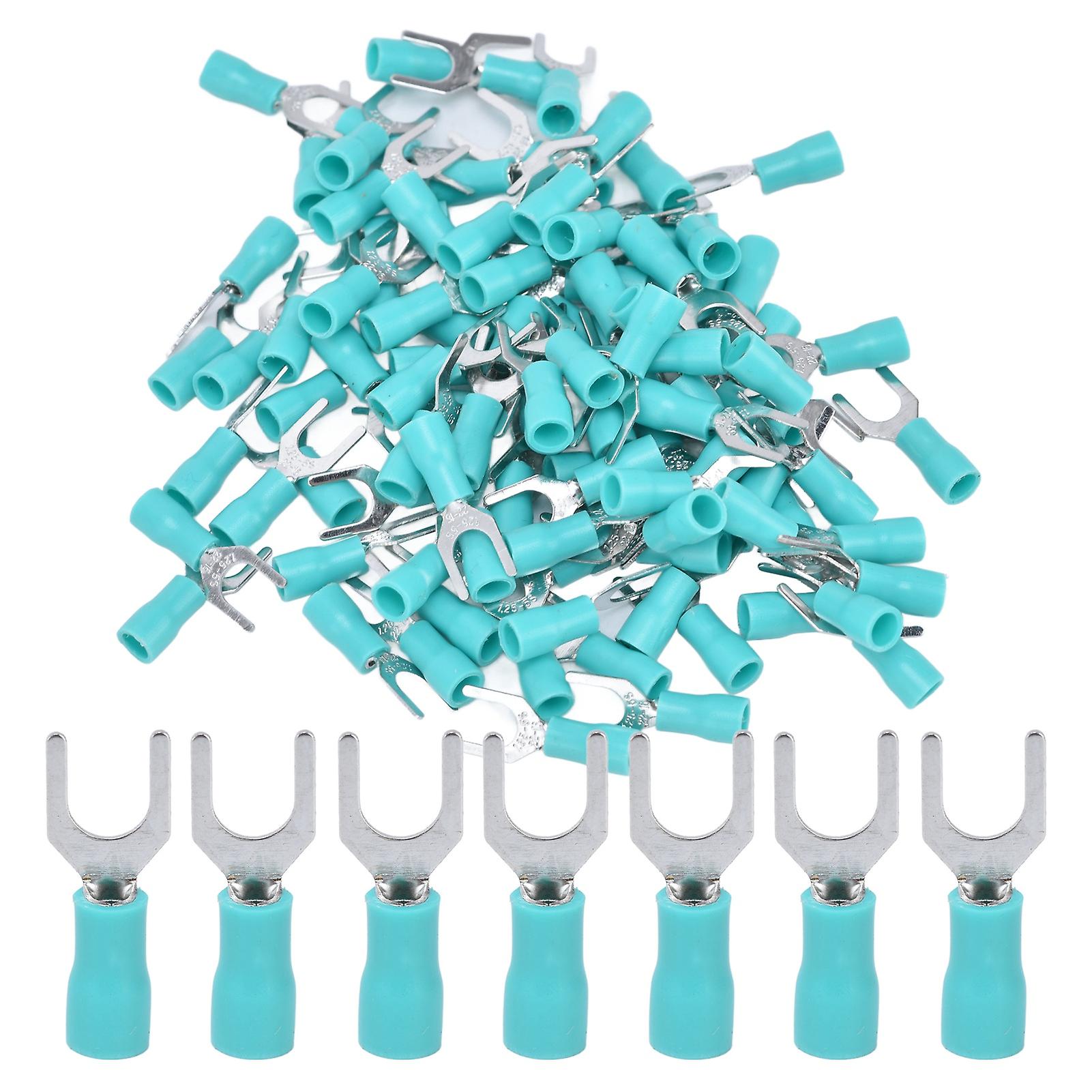 100pcs Insulated Fork Spade Wire Connector Copper Pvc U Type Electrical Crimp Terminal Awg 2216