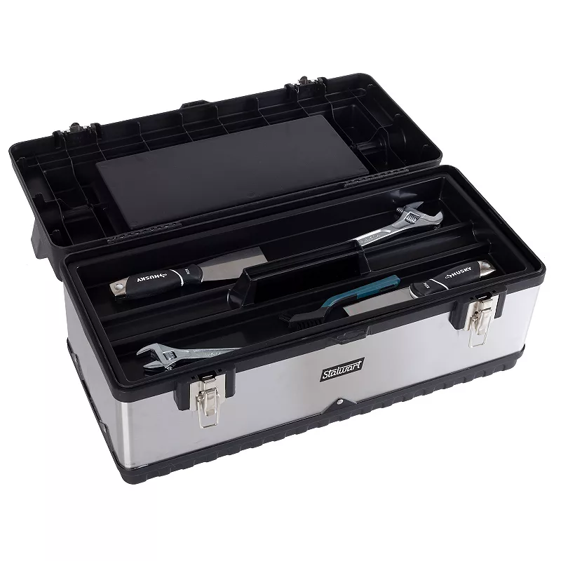 Stalwart 18-Compartment and Removable Tray Portable Tool Box