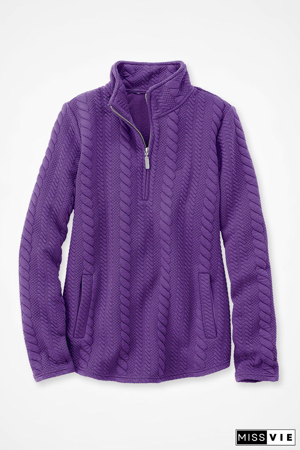 Cabled Quarter-Zip Sweatshirt