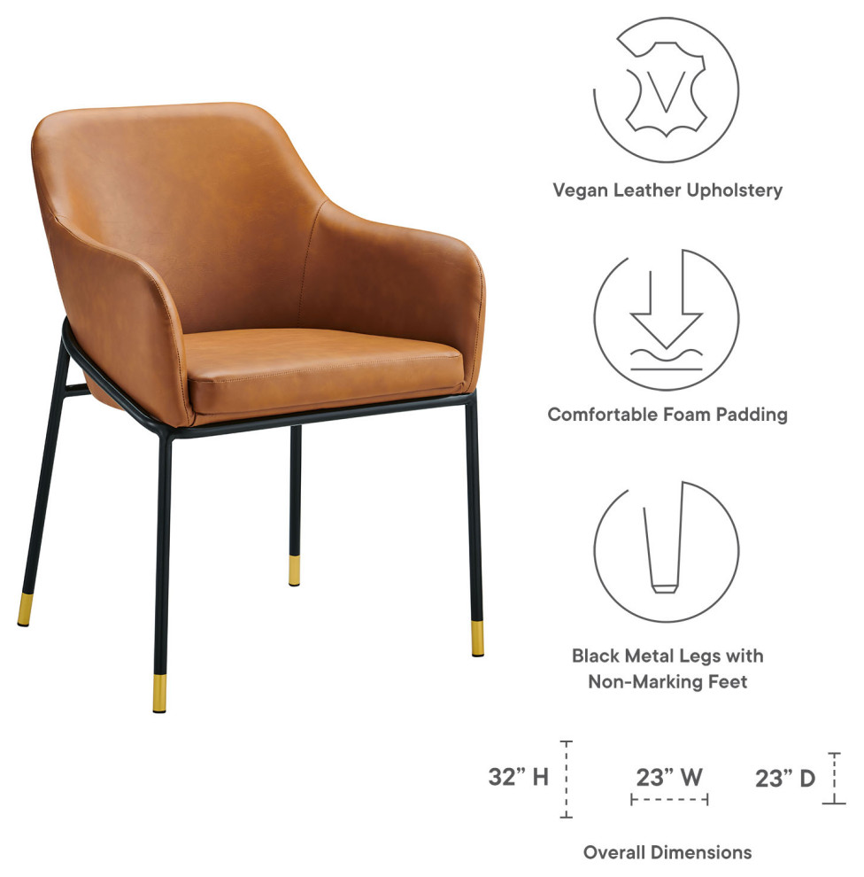 Jovi Vegan Leather Dining Chair Black Tan   Midcentury   Dining Chairs   by Homesquare  Houzz