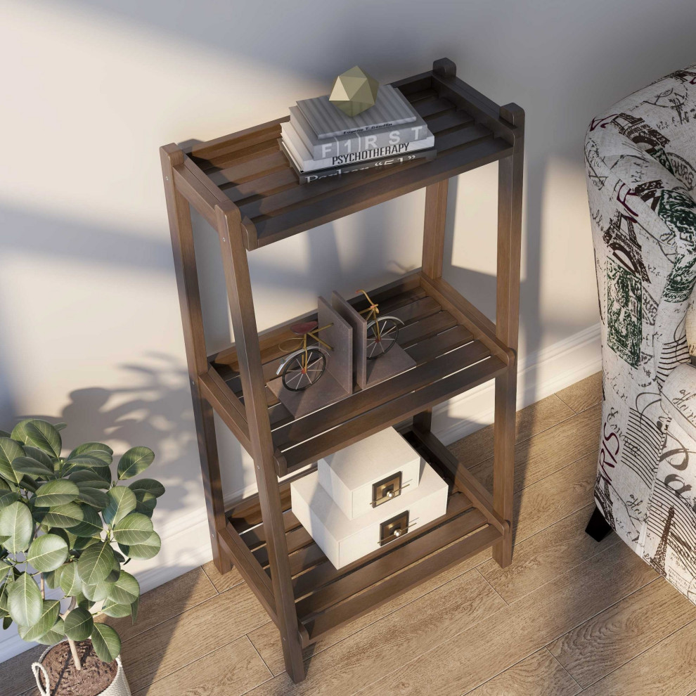 HomeRoots 42 quotBookcase With 3 Shelves  Espresso   Transitional   Bookcases   by UStradeENT LLC  Houzz