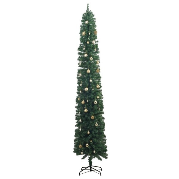 vidaXL Christmas Tree Decoration Artificial Slim Tree with Stand Green PVC