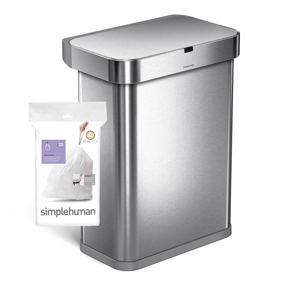 simplehuman 13.2-17.2 Gal. (50-65 l) White - 240 Liners Code Q Custom Fit Drawstring Trash Bags CW0414