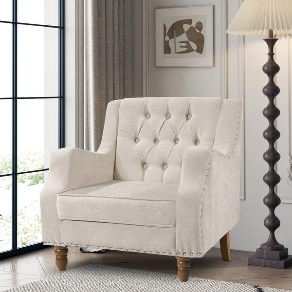 Button Tufted Upholstered Armchair Accent Chair