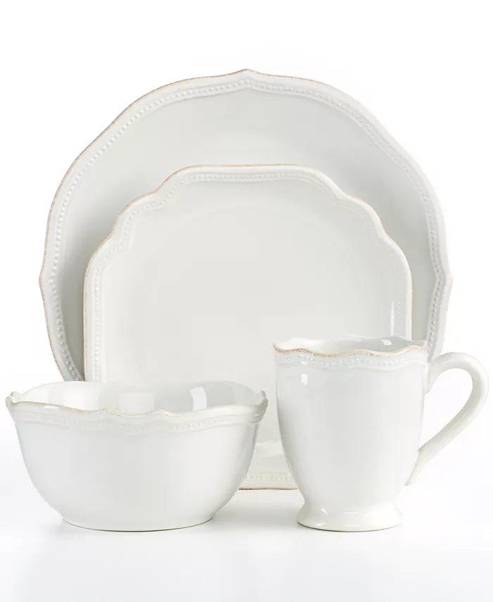 Lenox Dinnerware French Perle Bead White 4-Piece Place Setting