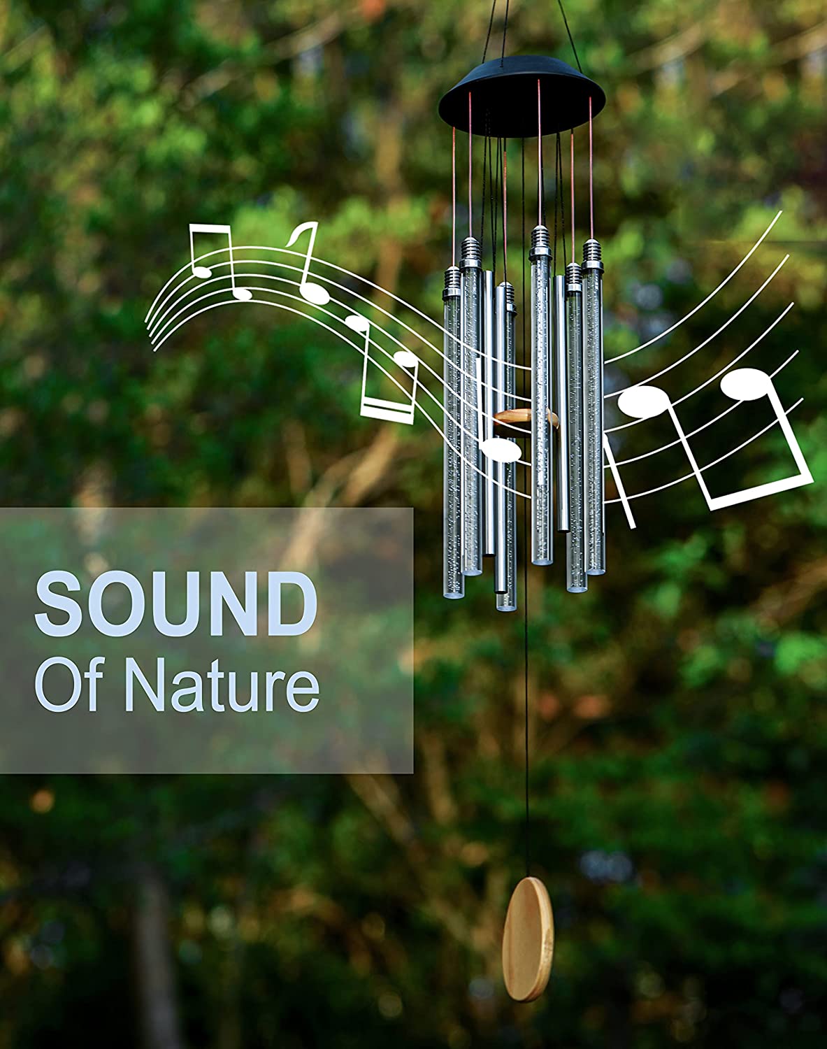 Solar Wind Chimes for Outside， 6 LED Tubes Color Changing Wind Chime Outdoor Clearance Unique Garden Decor Colorful Patio， Gifts for Her/Him (37