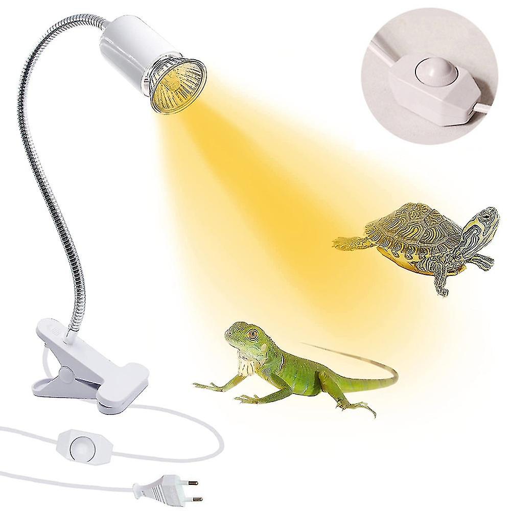 Miman Reptile Heat Lamp Tortoise Basking Spot Lamp Turtle 360rotatable Light Clamp Flexible Ceramic Clip Desk Light Holder Socket With Dimmable Switch