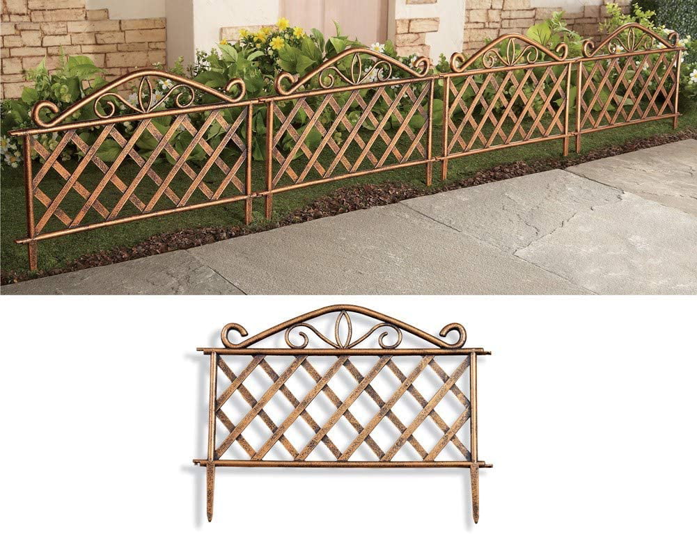 SkyMall Decorative Gold Scroll Metal Garden Fence (4 Pieces)