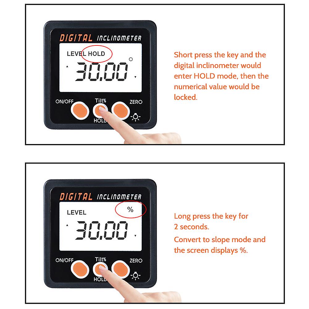 Electronic Protractor Digital Inclinometer 0-360 Aluminum Alloy Digital Bevel Box Angle Gauge Meter Magnets Base Measuring Tool