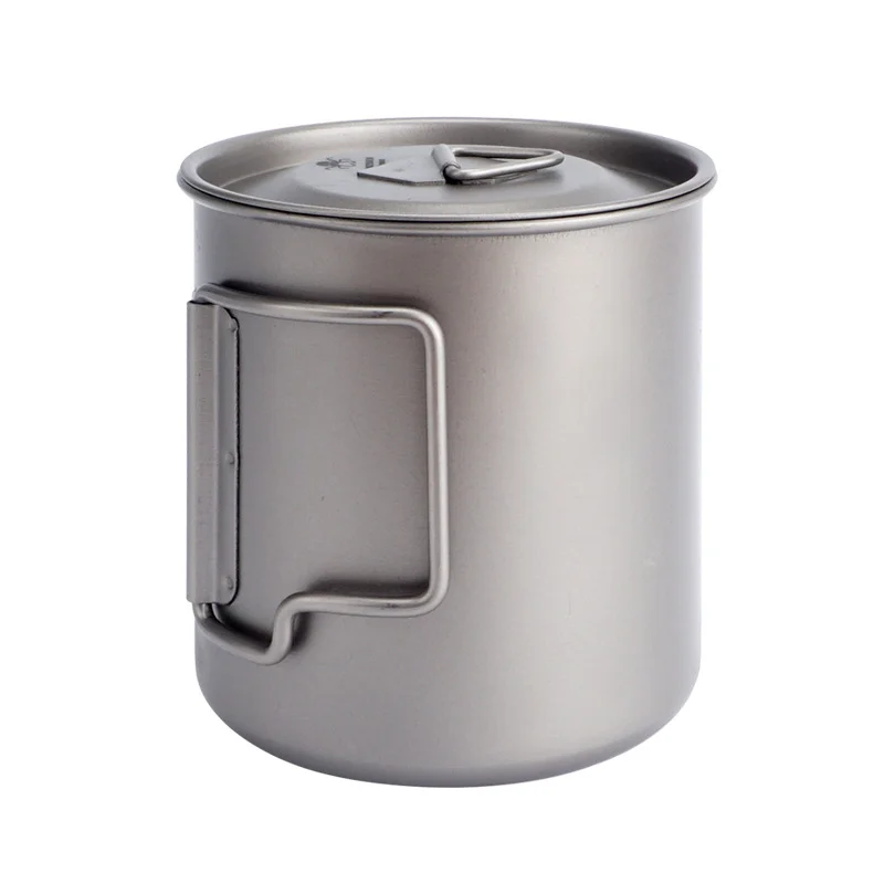 Outdoor Camping Cup Pure Titanium cup alloy mug Camping portable Folding  cup with lid Titanium