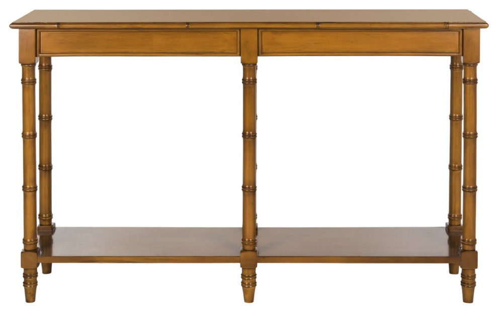 Lysie Coastal Bamboo Console Table Brown   Asian   Console Tables   by Peachtree Fine Furniture  Houzz