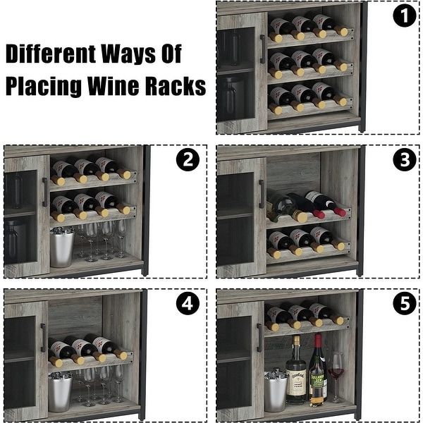 Wine Bar Rack Cabinet with Detachable Wine Rack， Bar Cabinet with Glass Holder