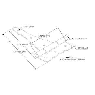 Everbilt 6 in. x 4-14 in. Black Heavy-Duty Decorative Tee Hinge 15031