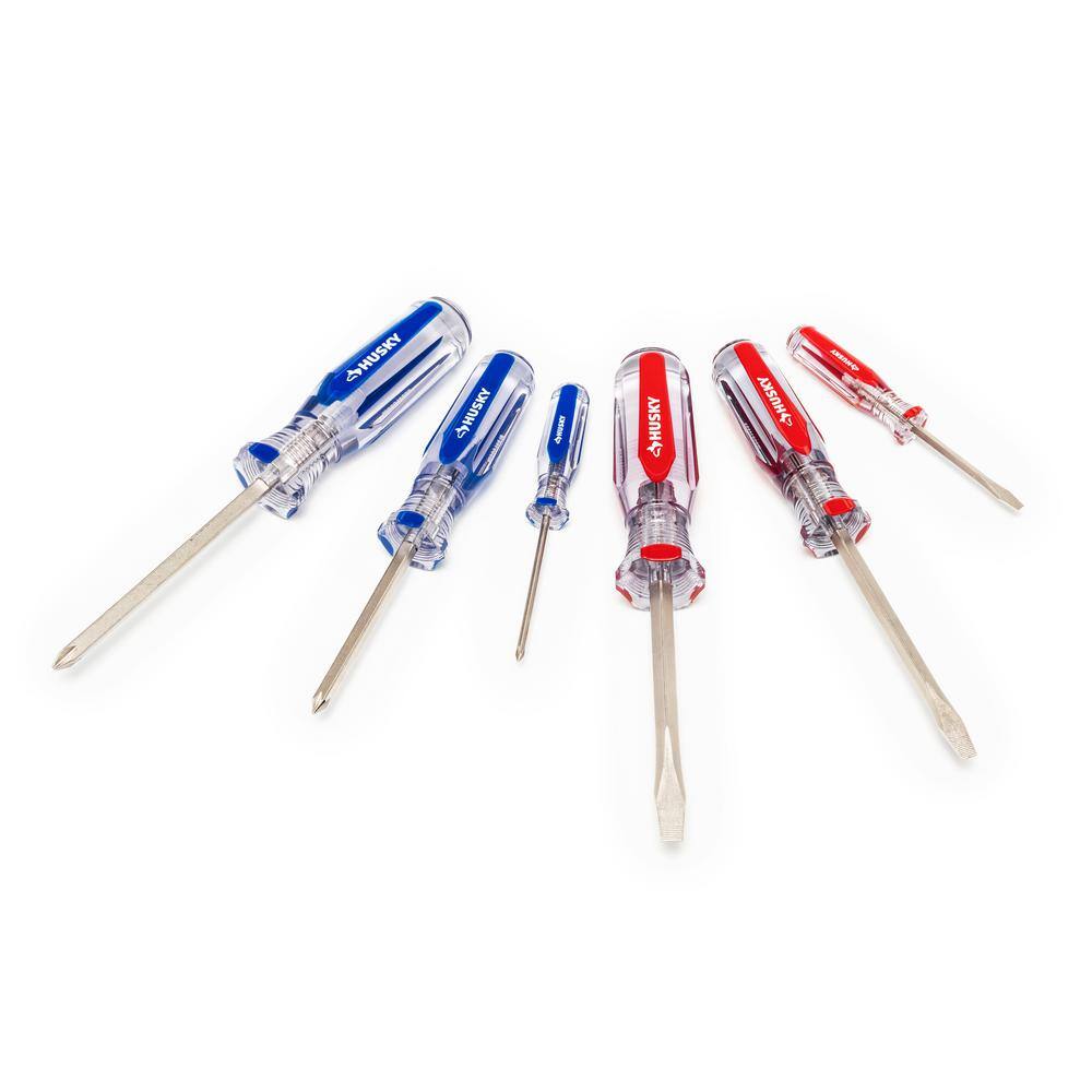 Husky Philips and Slotted Screwdriver Set with Acetate Handles (6-Piece) H6PCSDS