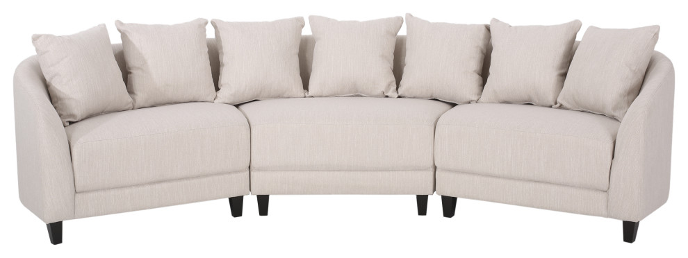 McCardell Fabric 3 Seater Curved Sectional Sofa   Transitional   Sectional Sofas   by GDFStudio  Houzz