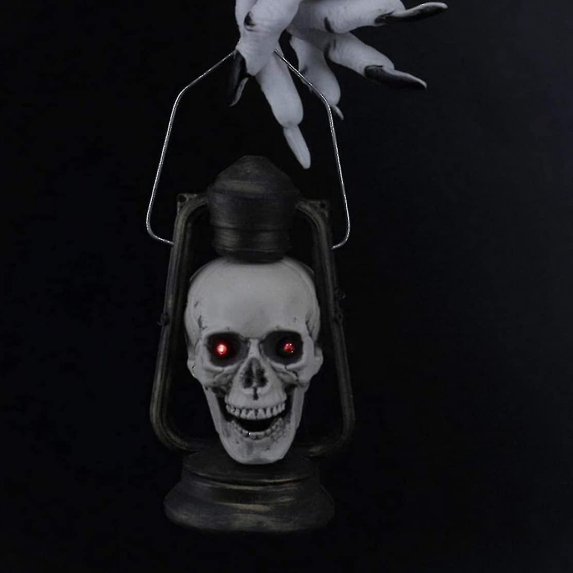 Led Skull Lantern Glowing Eye Chandelier Halloween Lantern Halloween Decorative Props Flickering Skull Lantern