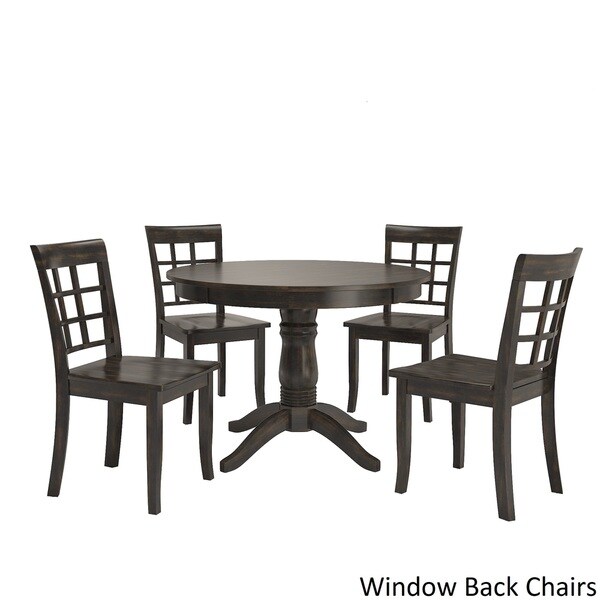 Wilmington II Round Pedestal Base Antique Black 5-Piece Dining Set by iNSPIRE Q Classic