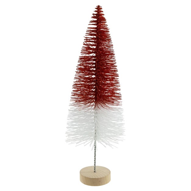 Glittered Red And White Sisal Tabletop Christmas Tree