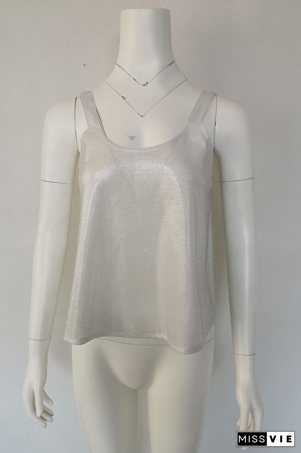 Sequin Glitter Sleeveless Plain Tank Top