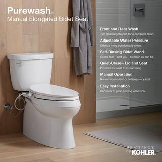 KOHLER Purewash Non- Electric Bidet Seat for Elongated Toilet in White with Polished Chrome Handles 98804-CP-0