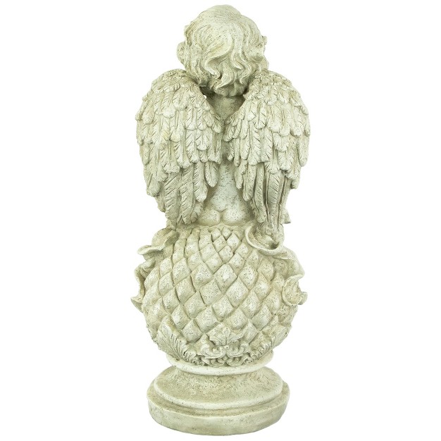 Cherub Angel Sitting On Finial Outdoor Garden Statue