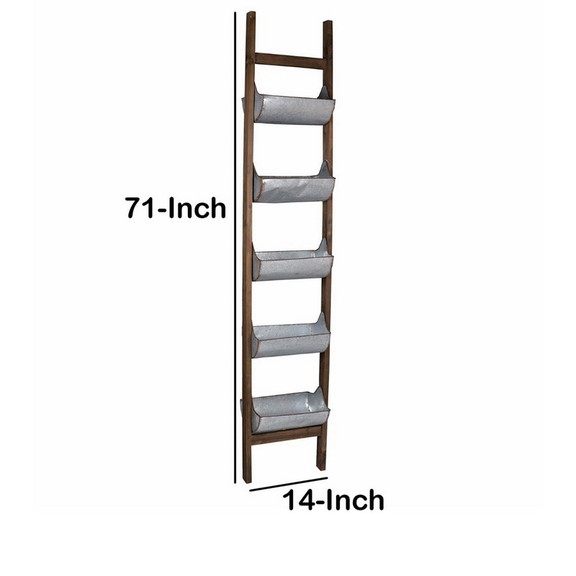 Benzara BM148588 5 Tier Wood and Metal Ladder Plan...